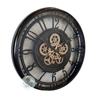 70cm Norris Black Moving Gear Clock By COUNTRYFIELD image