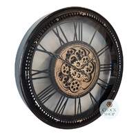 70cm Hasius Black & Gold Moving Gear Clock By COUNTRYFIELD image