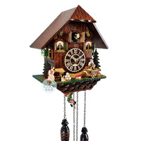 Accordion Player Battery Chalet Cuckoo Clock With Swinging Doll 26cm By TRENKLE image
