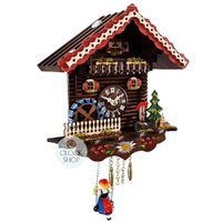 Water Wheel Battery Chalet Clock With Swinging Doll 19cm By TRENKLE image