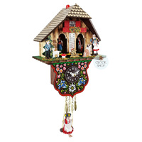 Swiss Heidi Weather House Battery Chalet Clock With Swinging Doll 22cm By TRENKLE image