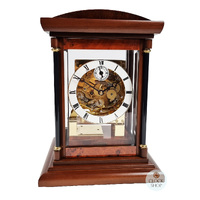 39cm Walnut Mechanical Skeleton Table Clock With Triple Chime By AMS image