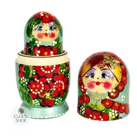 Floral Russian Dolls- Green 15cm (Set Of 5) image