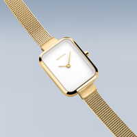35mm Classic Collection Womens Watch With White Dial, Gold Milanese Strap & Gold Case By BERING image