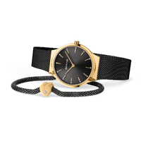 Gift Set- 31mm Classic Collection Gold & Black Womens Watch With Bracelet By BERING image