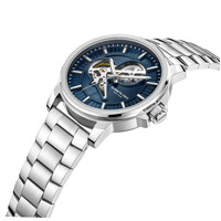 44mm Silver Automatic Mens Watch With Blue Partial Skeleton Dial By KENNETH COLE image