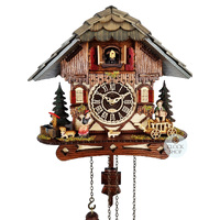 Accordion Player LED Battery Chalet Cuckoo Clock 26cm By TRENKLE image