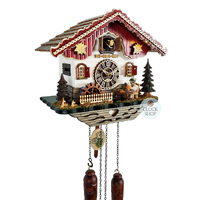 Beer Drinker & Water Wheel LED Battery Chalet Cuckoo Clock 30cm By TRENKLE image