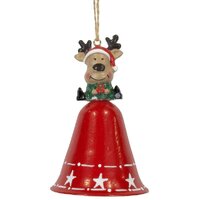 10cm Red, Green & White Metal Bell Figurine Hanging Decoration- Assorted Designs image