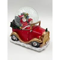 16cm Musical Snow Globe With Santa On Vintage Car (Paint Blemish) image