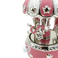 Pink & Silver Horse Carousel Music Box With Stars (Twinkle Twinkle Little Star) image