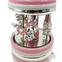 Pink & Silver Horse Carousel Music Box With Stripes (Twinkle Twinkle Little Star) image