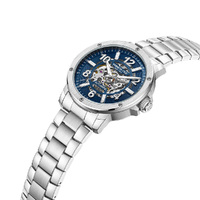 44mm Silver Automatic Mens Watch With Blue & Silver Skeleton Dial By KENNETH COLE image