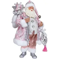 38cm Pink & White Standing Santa Claus image
