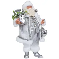 28cm Silver & White Standing Santa Claus image