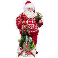 38cm Standing Santa Claus In Red & White Jumper image