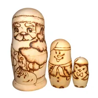 Woodburn Santa Snowman Pengiun Russian Dolls-  9cm (Set Of 3) image