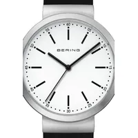 41mm Classic Collection Womens Watch With White Dial & Black Silicone Strap By BERING image