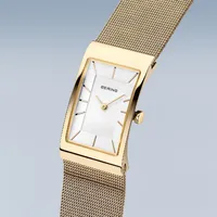 38mm Classic Collection Polished Gold Womens Watch With Gold Stainless Steel Mesh Strap By BERING image