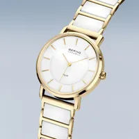 41mm Solar Collection Womens Watch With White Dial & Two-Tone Ceramic Strap By BERING image