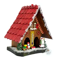 22cm Chalet Weather House With Santa & Snowman By TRENKLE image