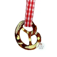 3.5cm Pretzel Hanging Decoration (Red Ribbon) image