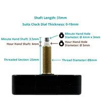 High Torque Euroshaft Step Clock Movement (31mm Shaft) image