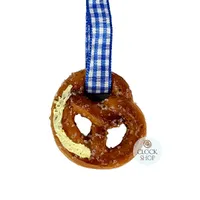 4cm Pretzel Hanging Decoration (Blue Ribbon) image