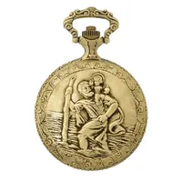 48mm Gold Unisex Pocket Watch With Saint Christopher By CLASSIQUE (Roman) image