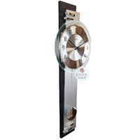 65cm Black & Silver Pendulum Wall Clock With Round Dial By AMS image