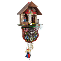 Swiss Weather House Battery Chalet Clock With Swinging Doll 21cm By TRENKLE image