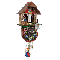 Swiss Weather House Battery Chalet Clock With Swinging Doll 21cm By TRENKLE image