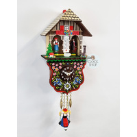 Swiss Weather House Battery Chalet Kuckulino With Swinging Doll 20cm By TRENKLE image