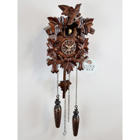 5 Leaf & Bird Battery Carved Cuckoo Clock 22cm By TRENKLE image