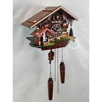 Black Forest Battery Chalet Cuckoo Clock With Weather House 25cm By TRENKLE image