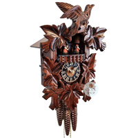 5 Leaf & Bird 1 Day Mechanical Carved Cuckoo Clock With Dancers 35cm By HÖNES image