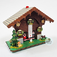 13cm Chalet Weather House with Cow By TRENKLE image