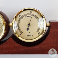 29cm Mahogany Weather Station With Thermometer, Barometer & Hygrometer By FISCHER image