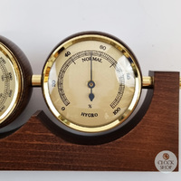 29cm Walnut Weather Station With Thermometer Barometer & Hygrometer By FISCHER  image