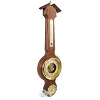 55cm Walnut Traditional Weather Station With Barometer Thermometer & Hygrometer By FISCHER  image