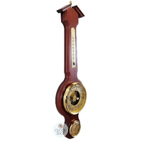 55cm Mahogany Traditional Weather Station With Barometer Thermometer & Hygrometer By FISCHER  image