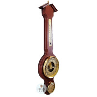 55cm Mahogany Traditional Weather Station With Barometer, Thermometer & Hygrometer By FISCHER  image