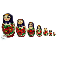 Kirov Russian Dolls- Purple Scarf & Red Dress 15cm (Set Of 7) image