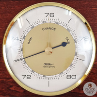 28.5cm Mahogany Weather Station With Barometer Thermometer & Hygrometer By FISCHER image