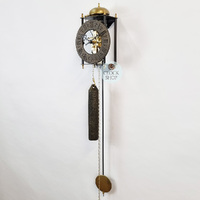60cm Black & Brass Mechanical Skeleton Wall Clock With Bell Strike By AMS  image