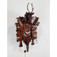 5 Leaf & Deer 1/4 Hour 1 Day Mechanical Carved Cuckoo Clock 28cm By TRENKLE image