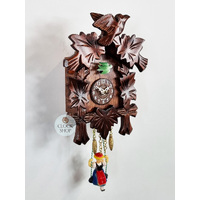 5 Leaf & Bird Battery Carved Kuckulino With Swinging Doll 16cm By TRENKLE image