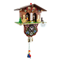 Swiss Weather House Mechanical Chalet Clock With Swinging Doll 20cm By TRENKLE image