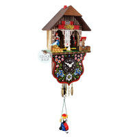 Swiss Weather House Mechanical Chalet Clock With Swinging Doll 21cm By TRENKLE image