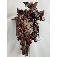 5 Leaf & Bird 1 Day Mechanical Carved Cuckoo Clock 28cm By HÖNES image